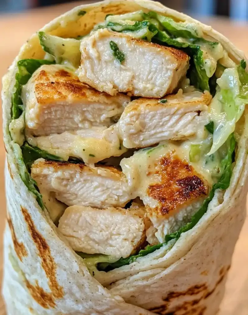 Chicken Caesar Salad Wrap close up