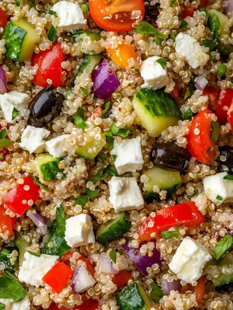 close up Mediterranean Quinoa Salad with Feta
