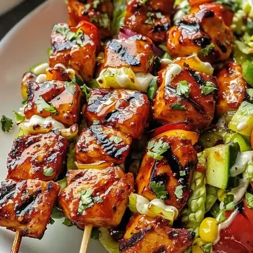 BBQ Chicken Skewer Salad