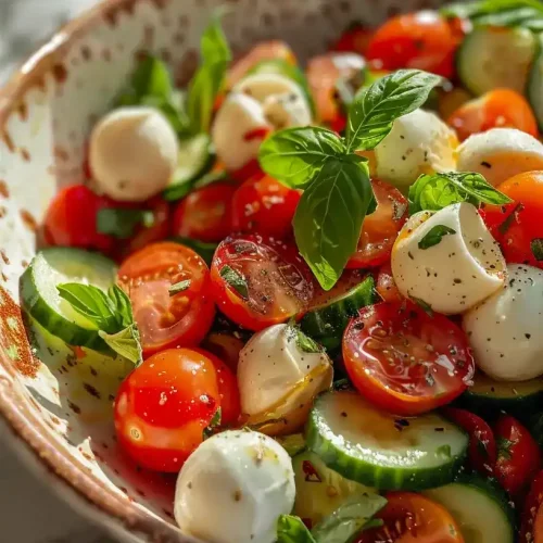 Tomato Cucumber Salad with Mozzarella