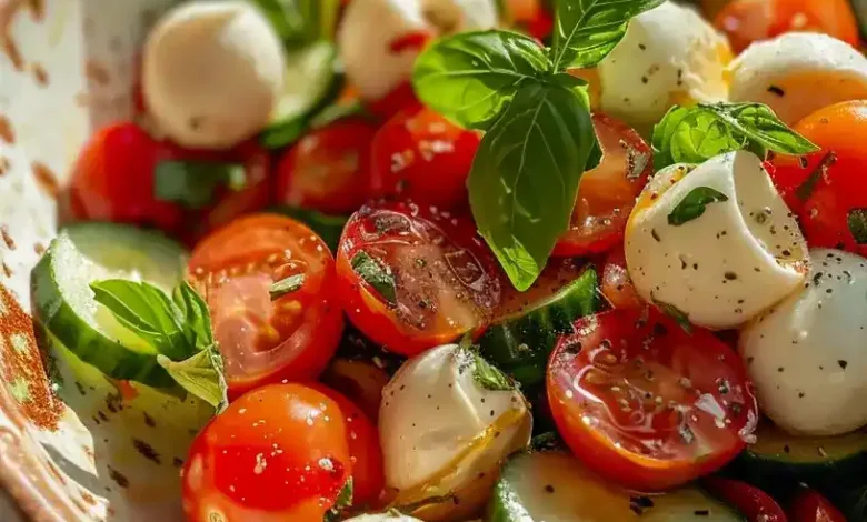 Tomato Cucumber Salad with Mozzarella Tomato Cucumber Salad with Mozzarella