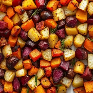 Roasted Root Vegetable Medley from a top view