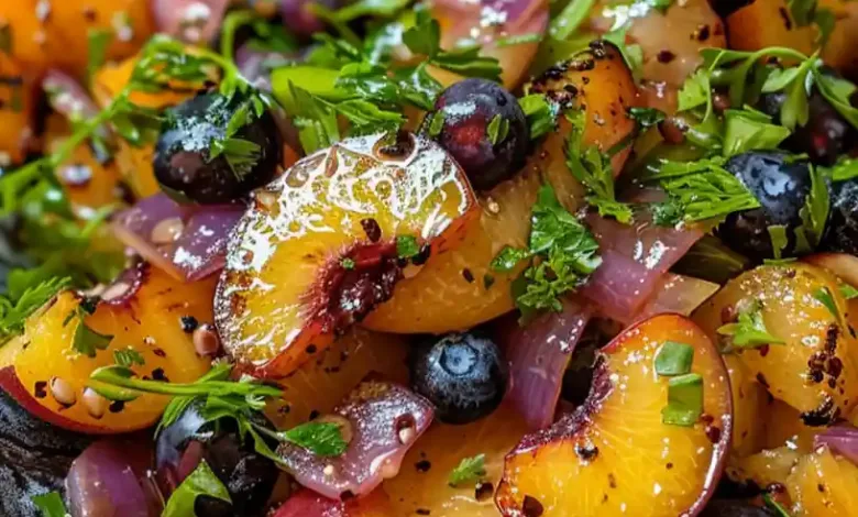 Grilled Peach Blueberry Salad Grilled Peach Blueberry Salad