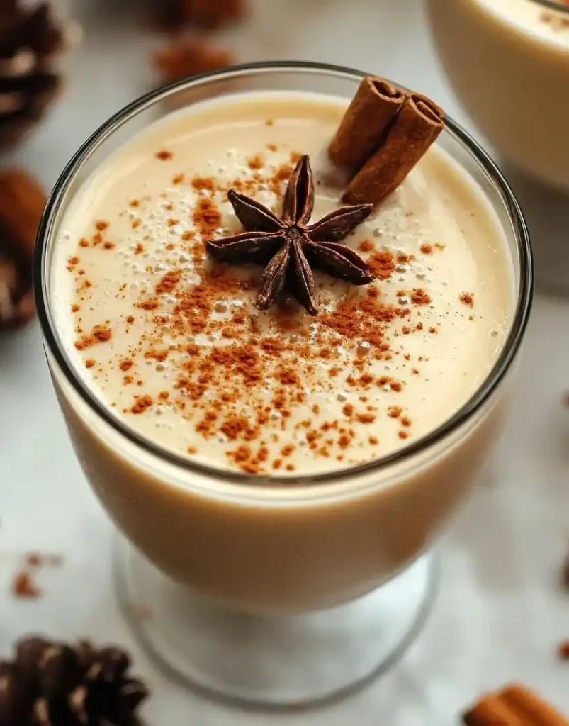 close up homemade eggnog