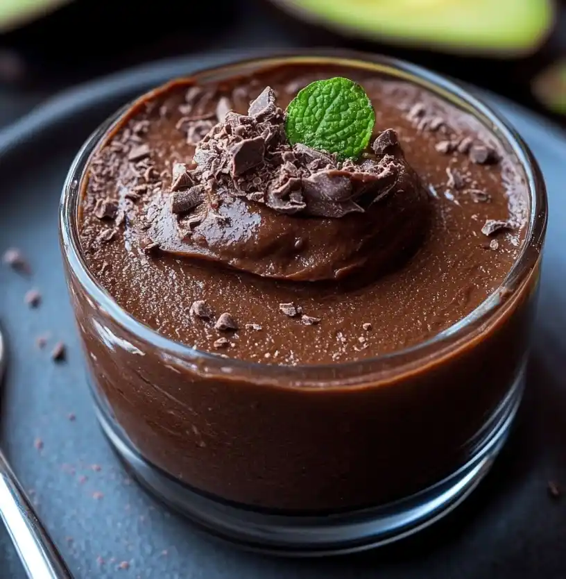 close-up Chocolate Avocado Mousse