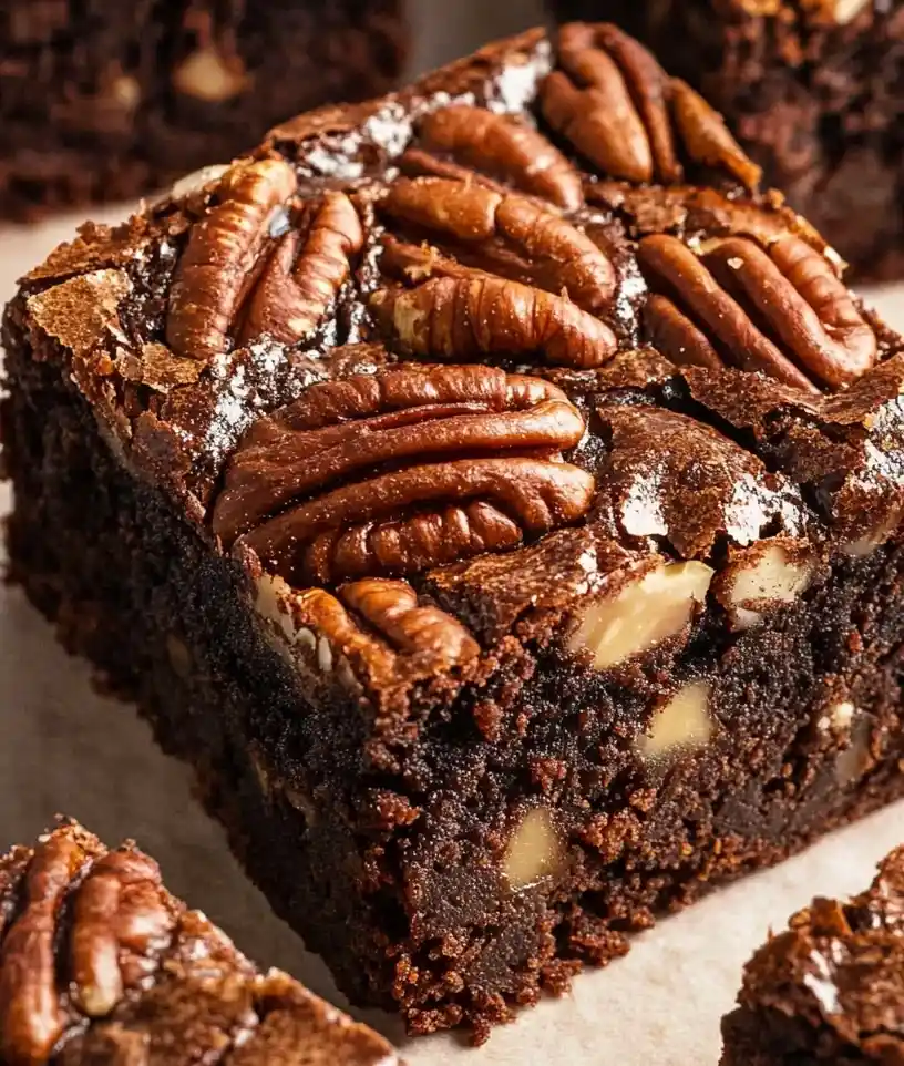close up Pecan Pie Brownie
