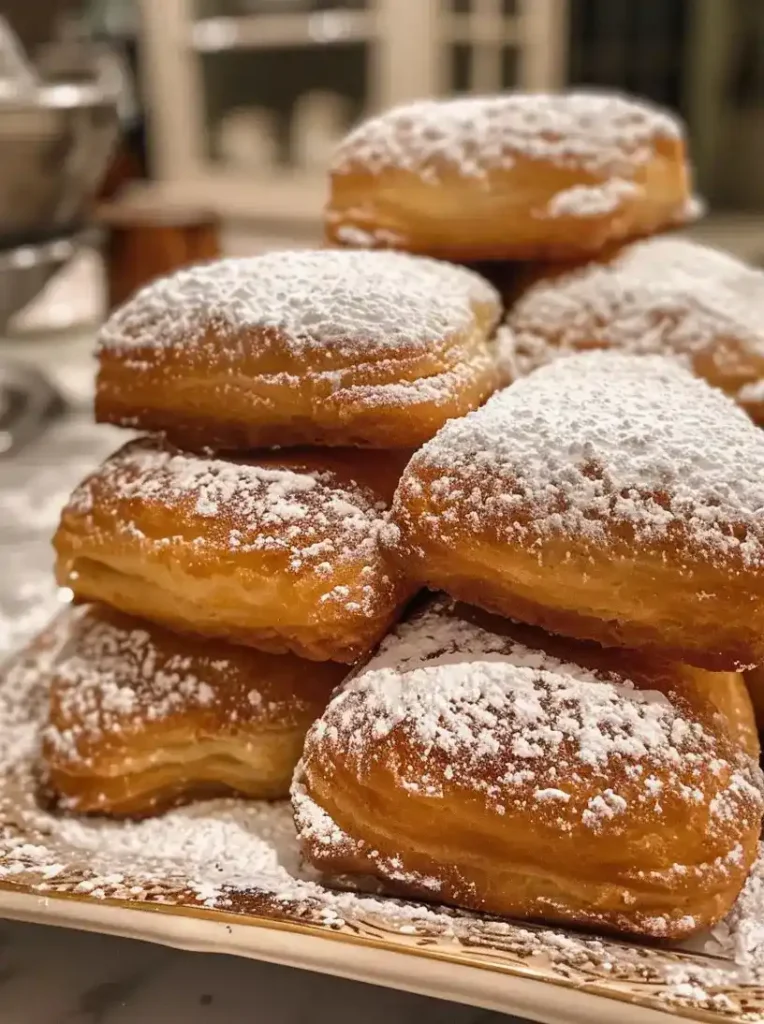 close up vanilla french beignets