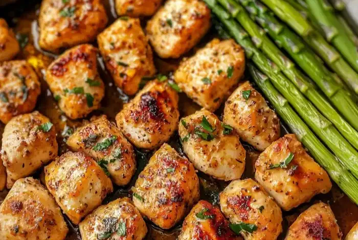 Garlic Butter Chicken Bites and Asparagus (30-Minutes)