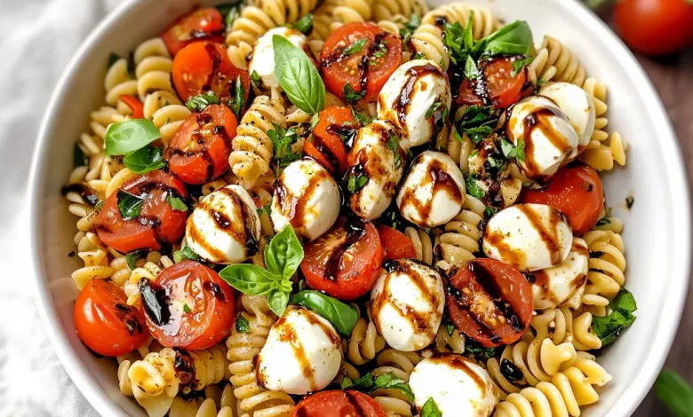 Caprese Pasta Salad with Balsamic Glaze (20-Minutes) Caprese Pasta Salad with Balsamic Glaze (20-Minutes)