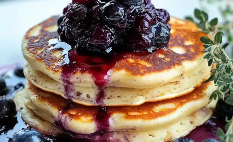 Chickpea Flour Pancakes with Blueberry Compote
