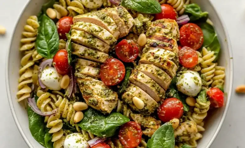 Straightforward Rooster Pesto Pasta Salad (25-Minutes) Straightforward Rooster Pesto Pasta Salad (25-Minutes)