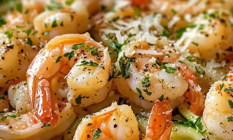 One-Pan Lemon Garlic Shrimp and Zucchini Noodles