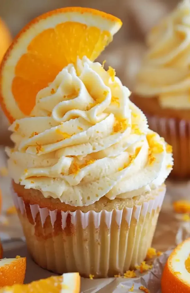 an orange creamsicle cupcake