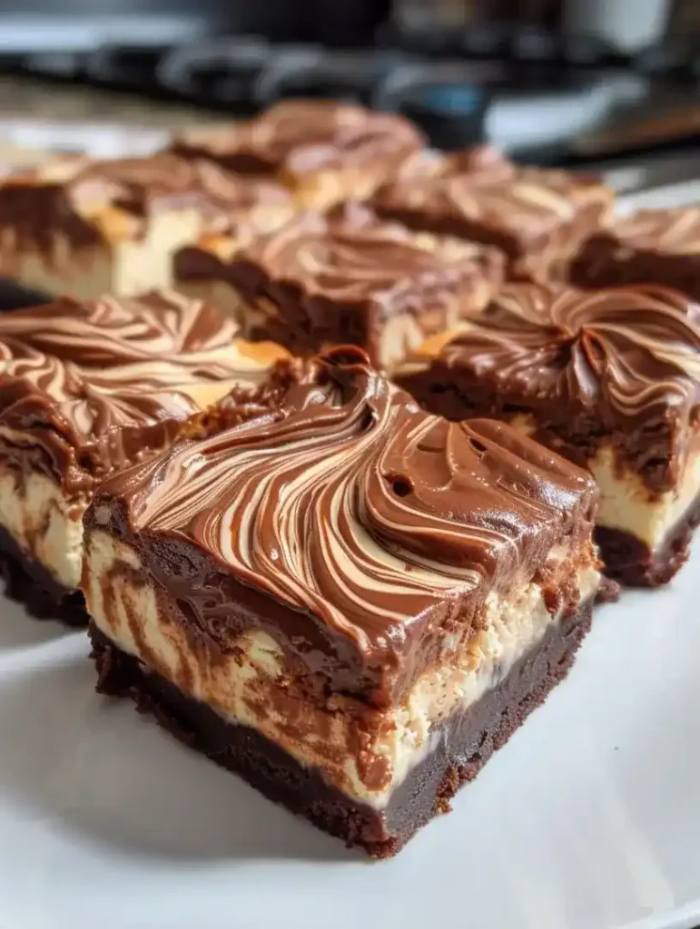 nutella cheesecake bars on a plate