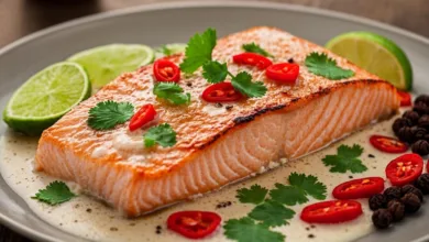 Poached Salmon in Coconut Lime Sauce