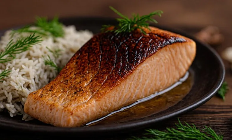 Baked Salmon and Dill Rice