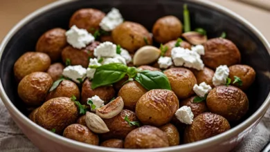 Roasted Potatoes with Baked Feta and Garlic