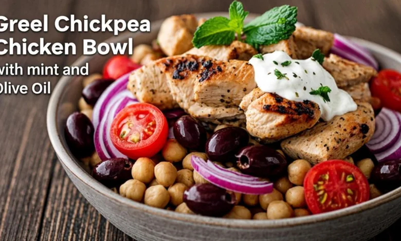 Greek Chickpea Chicken Bowl