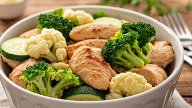 Creamy Low Carb Chicken Casserole with Broccoli and Bacon