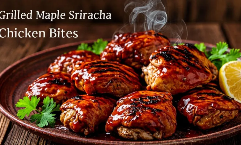 Grilled Maple Sriracha Chicken Bites with Coconut Rice