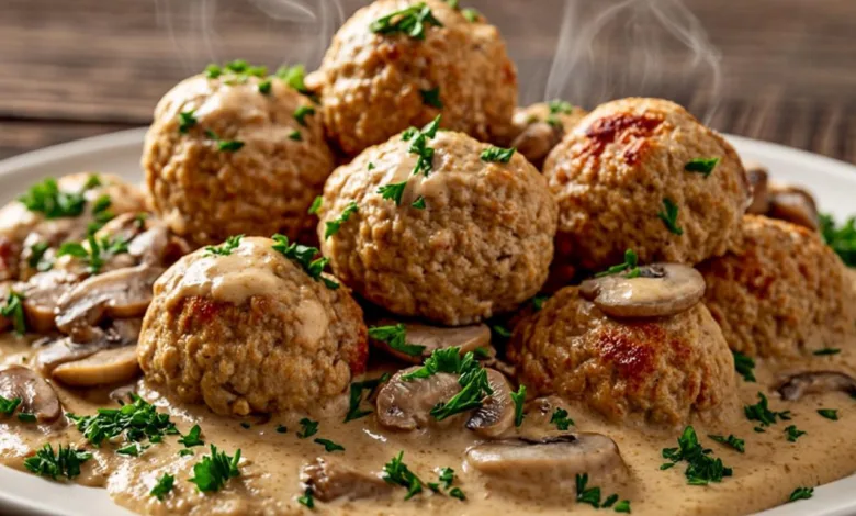 Creamy Mushroom Chicken Meatballs
