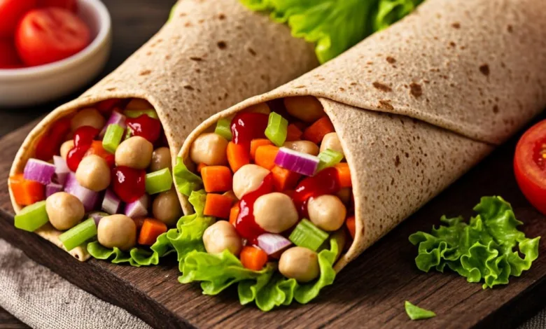 Buffalo Chickpea Salad Wraps