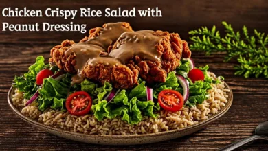 Chicken Crispy Rice Salad with Peanut Dressing