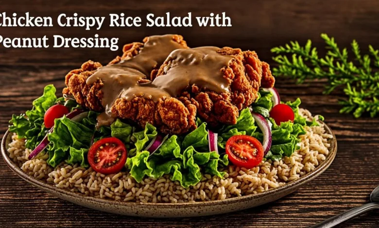 Chicken Crispy Rice Salad with Peanut Dressing