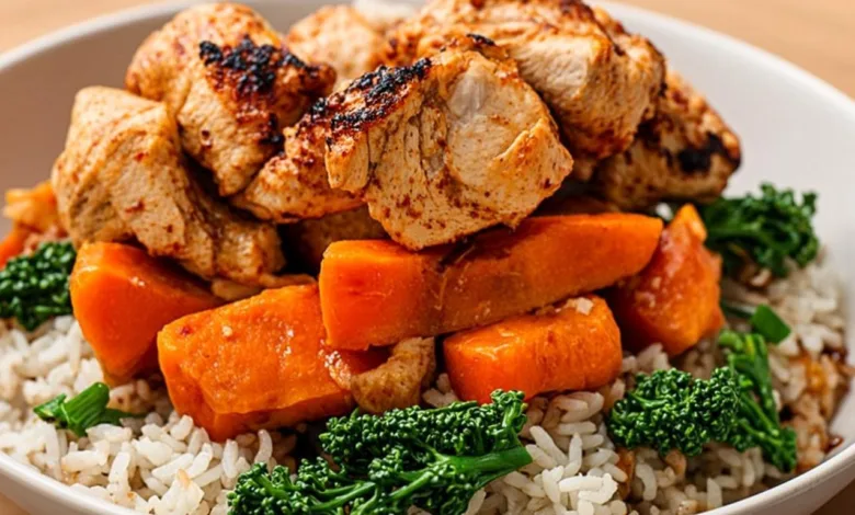 Chicken Sweet Potato Rice Bowl