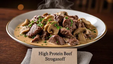 High Protein Beef Stroganoff