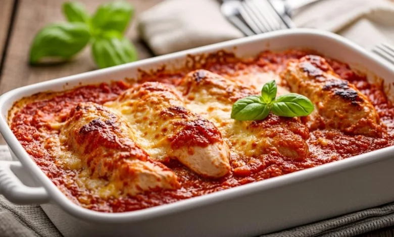 High Protein Chicken Parmesan Casserole