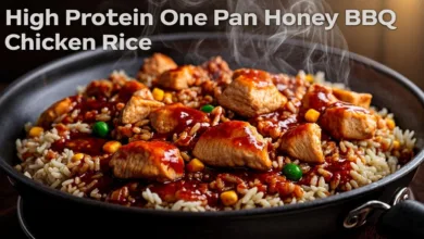 High Protein One Pan Honey BBQ Chicken Rice