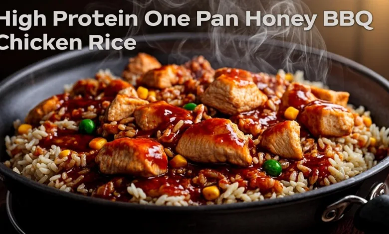 High Protein One Pan Honey BBQ Chicken Rice