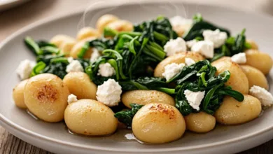 Crispy Gnocchi With Spinach and Feta