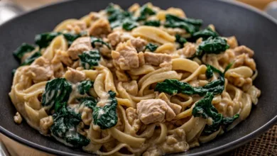 Creamy Ground Turkey Spinach Pasta
