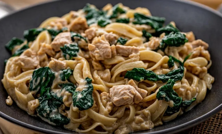 Creamy Ground Turkey Spinach Pasta