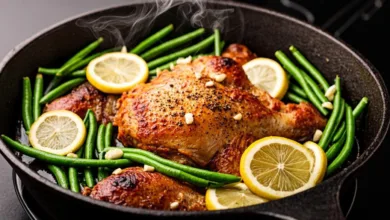 Lemon Garlic Butter Chicken and Green Beans Skillet
