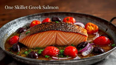 One Skillet Greek Salmon