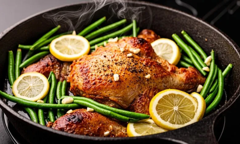 Lemon Garlic Butter Chicken and Green Beans Skillet