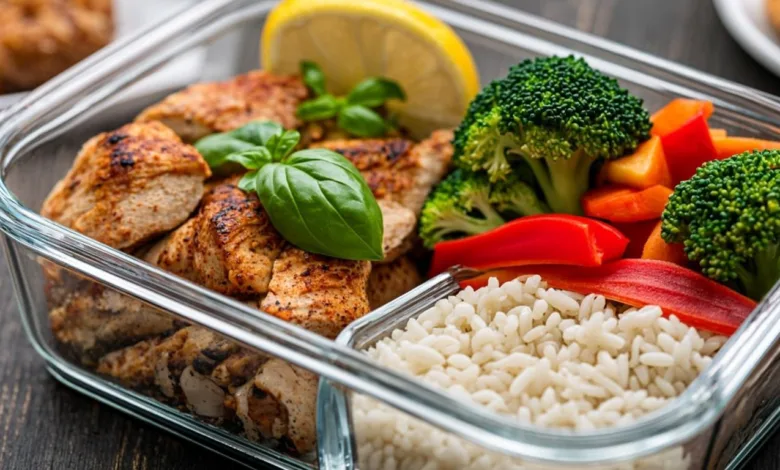 Healthy Lemon Garlic Chicken Meal Prep Bowls