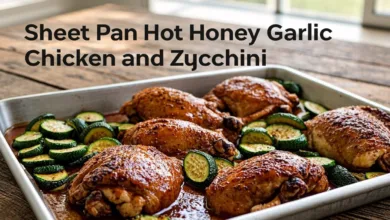 Sheet Pan Hot Honey Garlic Chicken and Zucchini