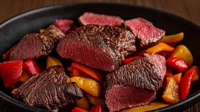 Steak Bites with Sweet Potatoes and Peppers