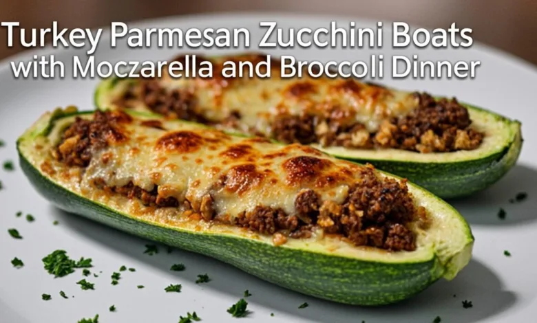 Turkey Parmesan Zucchini Boats