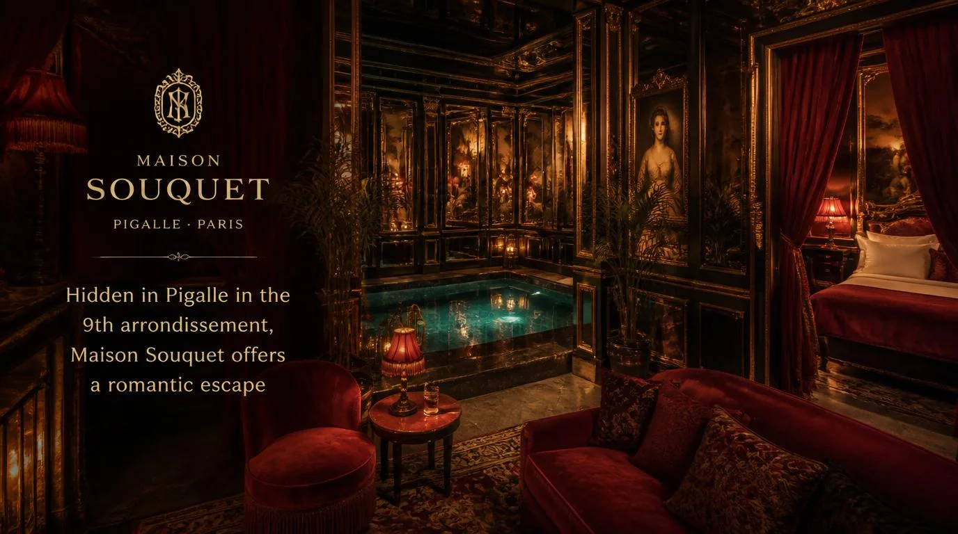 Hidden in Pigalle in the 9th arrondissement, Maison Souquet offers a romantic escape