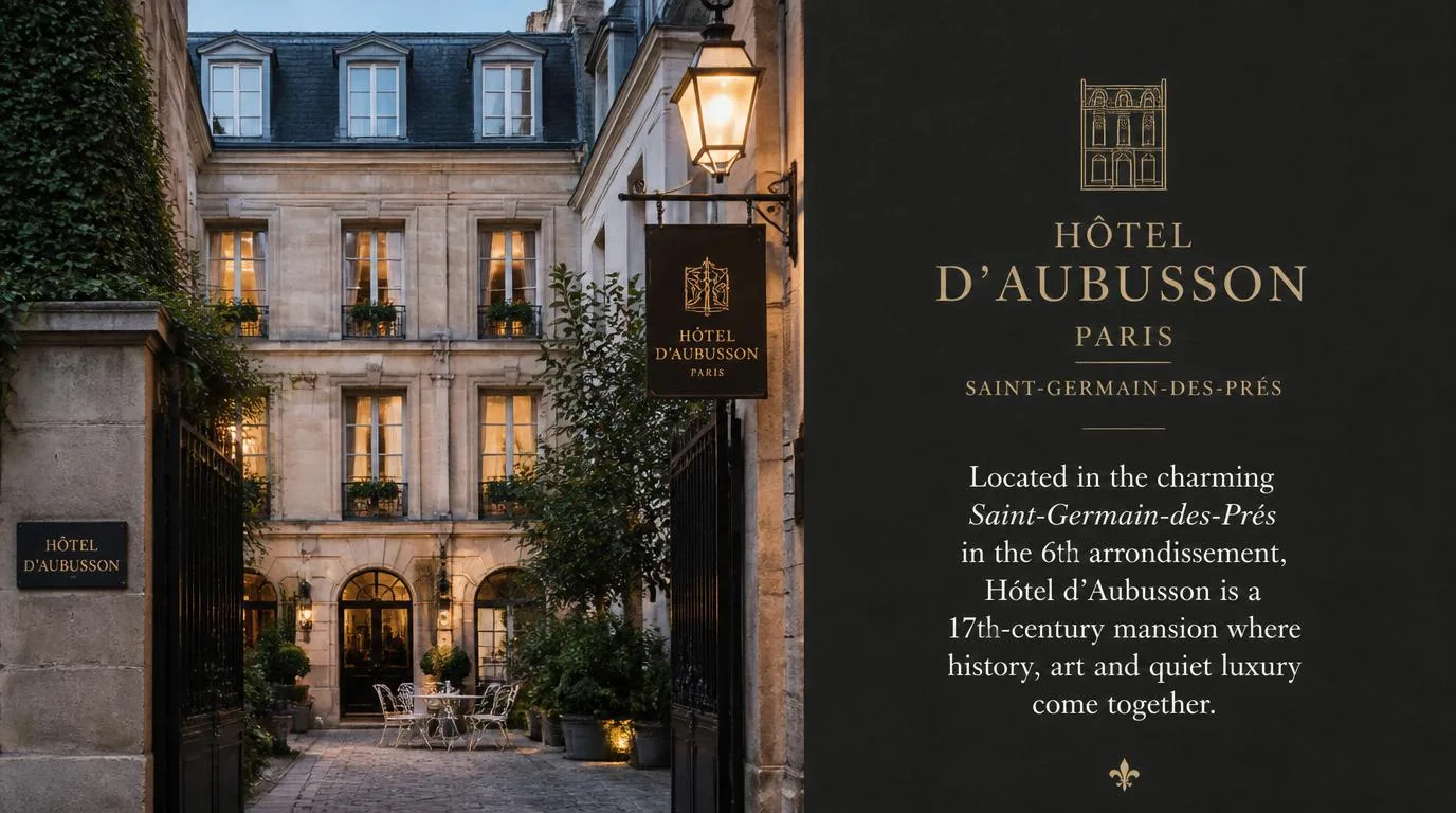 Located in the charming Saint-Germain-des-Prés in the 6th arrondissement, Hotel d’Aubusson
