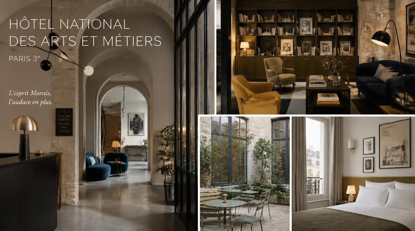 Set in the Marais3rd arrondissement, Hôtel National des Arts et Métiers is a trendy, inventive space.